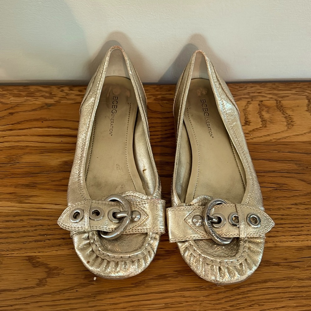 BCBGeneration gold loafer flats